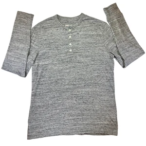 Merona Men’s Long Sleeve Henley Shirt Size Medium Gray Heather Casual Top - Picture 1 of 5