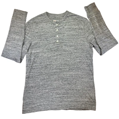 Camisa Henley Merona Para Hombre Manga Larga Talla Mediana Gris Jaspeado Informal Top Foto 1 de 4