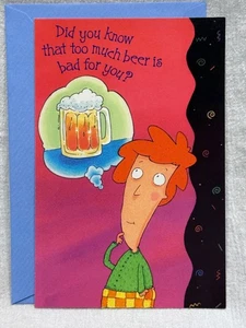 Vintage Carlton "Did You Know That Too Much Beer.." Happy Birthday Greeting Card - Picture 1 of 3