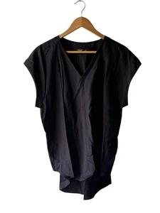 Simply Vera Wang Size XL Black V-Neck Cap Sleeve Rayon Blend Linen Look Top - Picture 1 of 5