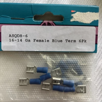 16-14 GAUGE   FE MALE SPADE  CONNECTORS. 6 PK - Image 1 of 3