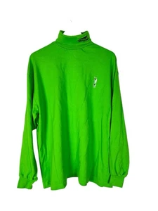 Vintage Arctic Cat Shirt 2XL Long Sleeve Turtle Neck Streetwear Hipster 80s Lime - Picture 1 of 6
