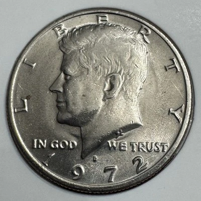 1972-D Kennedy Half Dollar Profile Doubling Rim Errors Raw AU - Image 1 of 4
