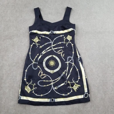 J McLaughlin Dress Womens 10 Navy Silk Sleeveless Sheath Equestrian Print - Image 1 of 4