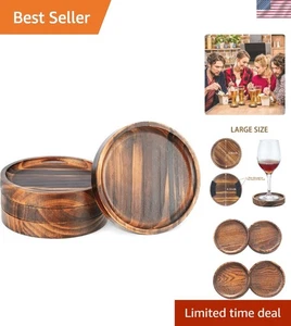 Elegante Juego de Posavasos de Madera Natural - Posavasos de Paulownia Artesanales (Juego de 4) - Imagen 1 de 10