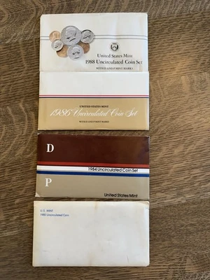 Uncirculated Mint Coin Sets: 1980, 1984, 1986, 1988 - Image 1 of 4