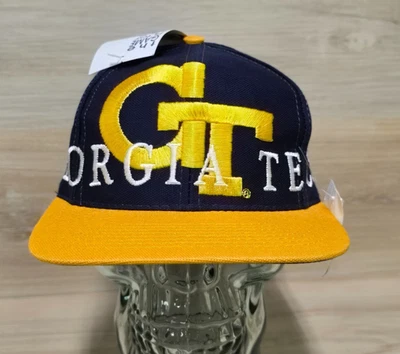 Chaquetas amarillas vintage de los 90 The Game Georgia Tech logotipo deletreado gorra con cierre a presión nueva con etiquetas Foto 1 de 4