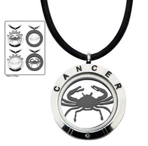 Inox Jewelry Men'S Stainless Steel 4-Way Black Ip & Steel Cancer Zodiac Pendant - Picture 1 of 2