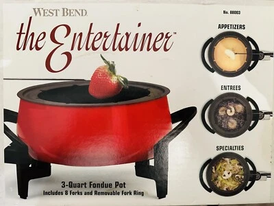 Pote de fondue West Bend The Entertainer 3 quartos 8 garfos nº 88003 novo - Imagem 1 de 4