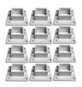 Floor Flange 2"x2" Square Aluminum Fence Posts Heavy Duty Deck Mount White (12p) - Picture 1 of 5