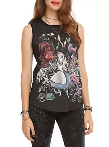 Disney Alicia en el País de las Maravillas Flores Parlantes Jardín Negro Espalda TANK TOP L NUEVO CON ETIQUETAS - Imagen 1 de 5