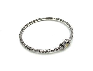 Barbara Bixby Sterling Silver & 18K Gold Accents Bangle Bracelet. 8-1/2"