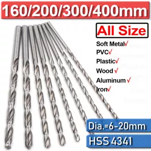 6mm-20mm Extra Long High Speed Steel HSS Twist Drill Bits Set Metal Woodworking - Picture 1 of 12