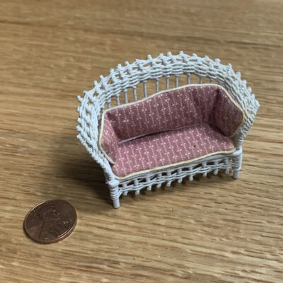 Dollhouse Miniature Artisan PEGGY TAYLOR Wicker Sofa Couch Patio Rattan 1:24 - Image 1 of 4