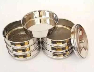 Juego de 7 tamices SS de calibre pesado estándar con tapa y bandeja - Imagen 1 de 8