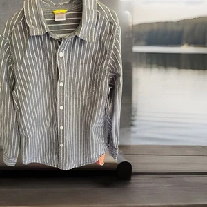 Gymboree Boy's S (5-6)Gray & White Striped Long Sleeved Button Down Shirt. - Picture 1 of 6