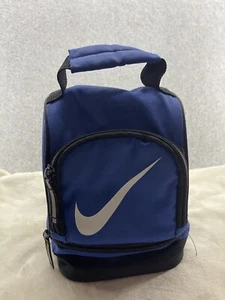 Nike Small Lunch Bag BlueTwo Compartment Insulated Swoosh Logo - Picture 1 of 11
