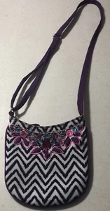 Justice Purse Black White Zig Zags And Purple Preowned FREE SHIPPING - Picture 1 of 4