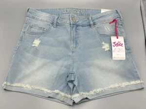 Justice Girls Denim Midi Short, Size 16 Plus, Light Wash, 603570, Brand New - Picture 1 of 7