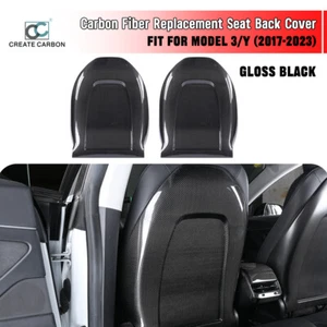 2pcs Gloss Carbon Fiber Seat Back Cover Replacement For Tesla Model 3/Y 2017+ - Foto 1 di 8