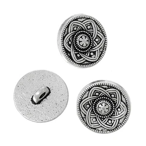 6 bottoni gambo metallo tono argento disegno floreale 15 mm spedizione gratuita Regno Unito - Foto 1 di 3