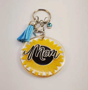 Llavero de acrílico y resina para mamá diseño girasol dijes de sol y cristal borla - Imagen 1 de 1