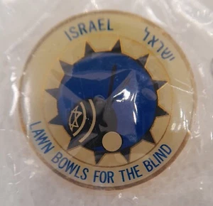 ISRAEL LAWN BOWLING BOWLS FOR THE BLIND Retro Metalic Pin New Sealed - Picture 1 of 4