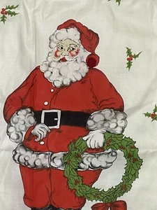 Santa Clause Pair of Cafe Curtain Panels Christmas Rayon 30” Wide 36” Long VTG - Picture 1 of 7