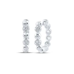 PENDIENTES ARO DIAMANTES REDONDOS ORO BLANCO 10K 1/10 CTTW - Imagen 1 de 1