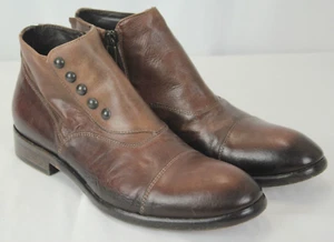JO GHOST ITALY MEN'S HANDMADE BROWN SIDE ZIP LEATHER ANKLE BOOTS SIZE 42 - Bild 1 von 10