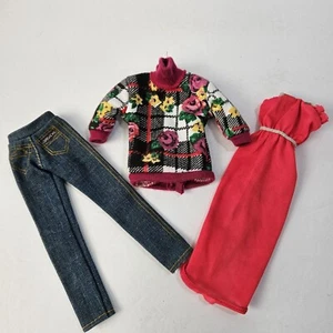 Barbie Doll Clothes Shoes LOT 3 Pieces tagged shirt/dress, Jordache jeans VTG - Picture 1 of 9