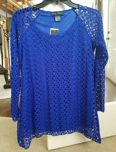 City-View Tunic Top Blue Lacey Size S NWT - Picture 1 of 4
