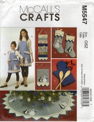 McCall's M5547 Snowman & Penguin Applique Christmas Decor, Stockings, Apron UC - Image 1 of 4