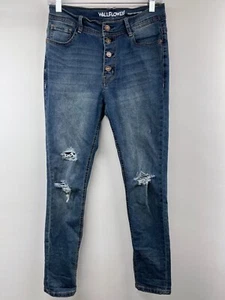 Wallflower Juniors Size 7 Curvy High Rise Blue Denim Jeans Pants Button-Fly - Picture 1 of 9