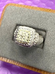 ❤️ Judith Ripka 18K GOLD STERLING SILVER & Cz RING SZ 7 (1) - Picture 1 of 10