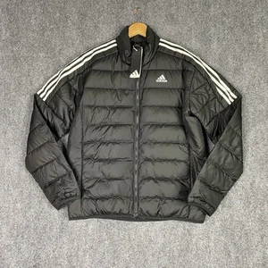 Adidas Mens Down Puffer Jacket Large Slim Fit Full Zip Duck Feather GH4589 New - Picture 1 of 16