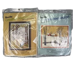 Vintage Bucilla Kreuzstich-Sets Lot Frühling Verzauberung #2388 Winter Twilight #2395 - Bild 1 von 7