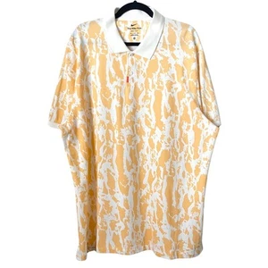 Nike Shirt Men 2XL Yellow White Polo Dri Fit Abstract Knit Short Sleeve Sporty - Picture 1 of 9