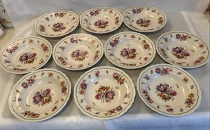 Vintage Warwick USA Lot of  10 Soup Bowls, Bright Colored Floral, 8" Diameter - Picture 1 of 11