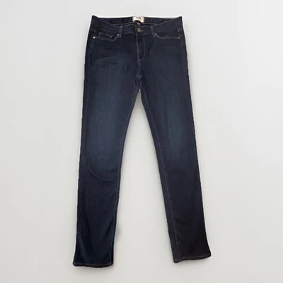 Paige Skyline ajustado para mujer talla 30 lavado oscuro bolsillos tiro bajo elástico 31x30 Foto 1 de 4