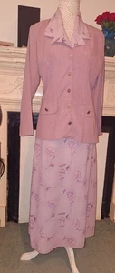 Women Dusty Pink Floral Suit From Mexico Fits A Size 12 Faded Sleeve See Photo - Picture 1 of 2