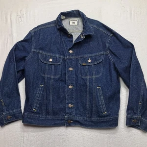 Chaqueta de Camionero LEE Denim Vintage Años 80 XL EE. UU. Hecha en EE. UU. Lavado Crudo Oscuro Usada en Excelente Condición Etiqueta Auténtica - Imagen 1 de 18