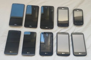 Lote de trabajo 10x teléfonos inteligentes LG REPUESTOS/REPARACIONES 3xK3, 2xLeon, 2xK10, K500n, L50, P350 - Imagen 1 de 2