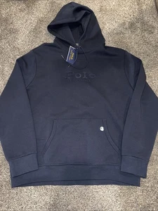 Polo Ralph Lauren Double Knit Chenille Stitched Big Pony Hoodie Herren XL Blau - Bild 1 von 10
