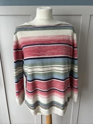 Ralph Lauren Chaps Women's Jumper Size XL Stripe Long Sleeve Lightweight Cotton  - Image 1 of 4
