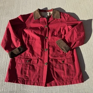 Abrigo de Colección LL Rojo Frijol Tareas de Granero Forro de Franela Pana Cuello Puños Para Mujer’s L - Imagen 1 de 22
