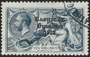 1925 Irland Sg 85 10er matt graublau fein gebraucht - Bild 1 von 2