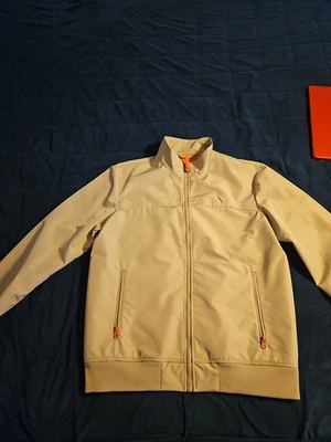 Guess Men's Bomber Jacket Size L.  VERY FINE Biege Bone Orange Inside.  - Image 1 of 4