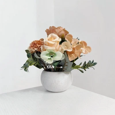 Flores Artificiales Mini Plantas en Maceta, Antiguo Color Champagne Rosa Peonía Hid... Foto 1 de 4