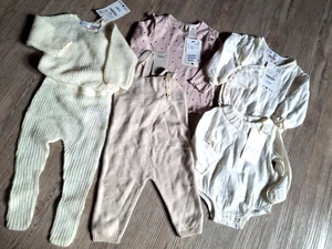 5 Teile Zara 2Body, 1Trägerhose Lupilu,1 Anzug Zara, 1 Pulli H&M neu beige rose - Bild 1 von 4